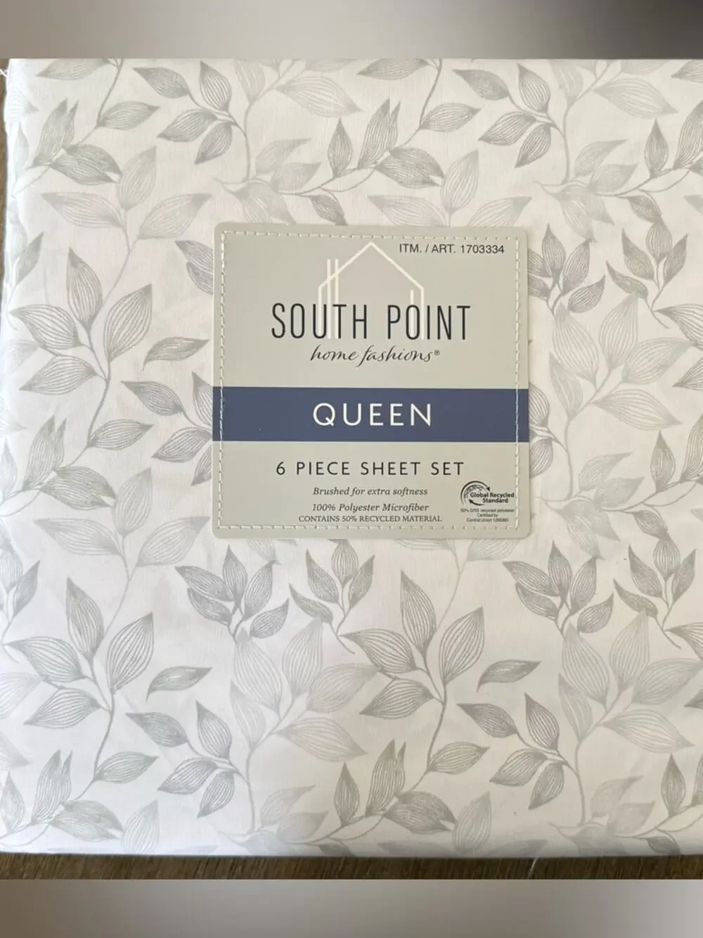 South Point Leafy Queen Sheet NWT Set of 6 Pieces Microfiber